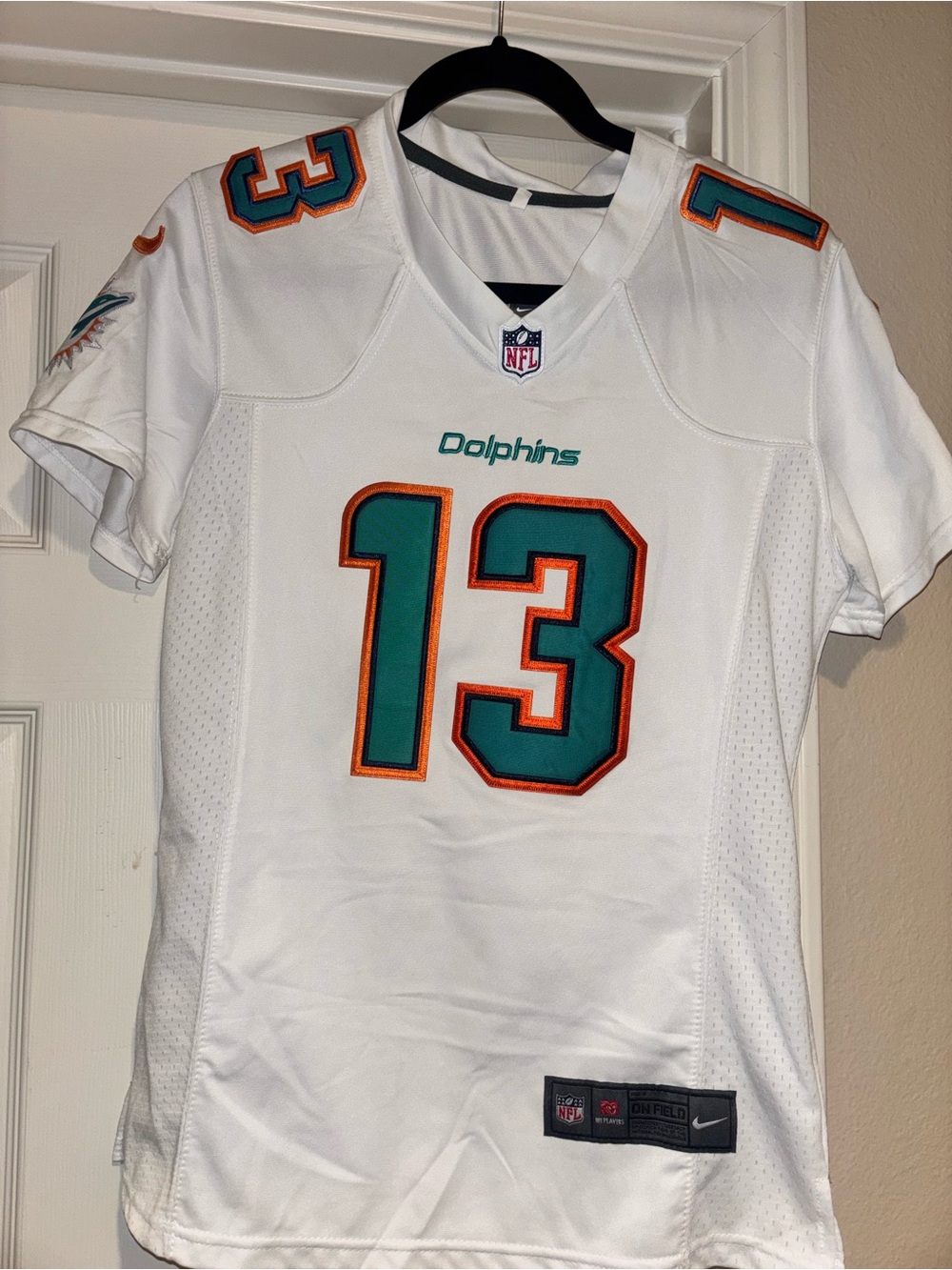 Nike Miami Dolphins White Jersey with Aqua and Orange #13 women’s L